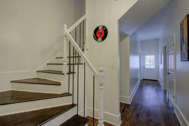 a view of entryway with wooden floor
