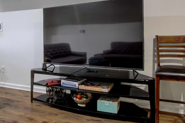 a living room with furniture