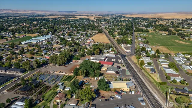a city view with tall buildings