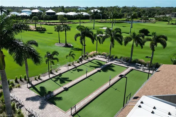 a view of a lake with a park
