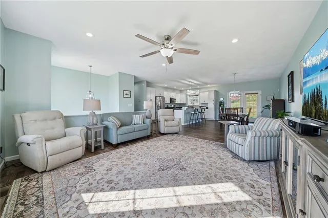 a living room with furniture and a couch