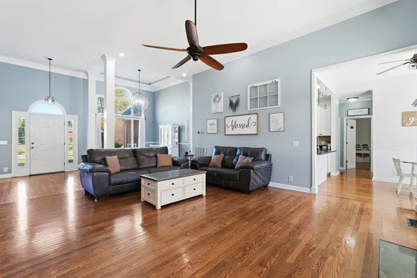 a living room with furniture