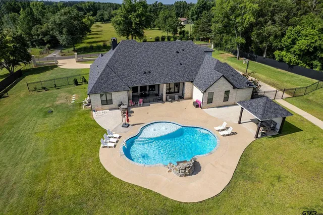 an aerial view of a house