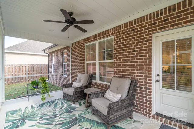 a building outdoor space with patio furniture