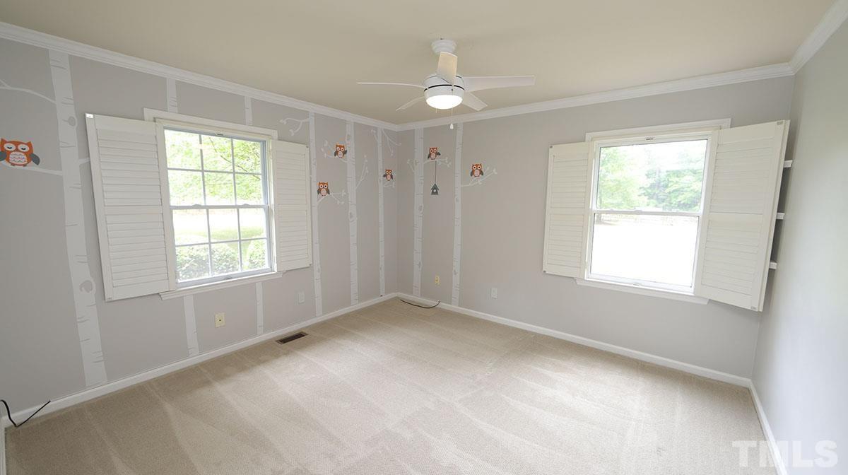 3421 Coley Road Durham, NC 27703 - Photo 19 of 30 The secondary bedrooms are large, including fans and carpet with upgraded padding installed in 2018, lots of natural light.