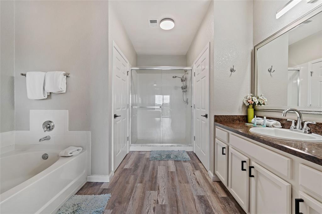 14200 Avalon Road, Unit 409 Winter Garden, FL 34787 - Photo 19 of 33 a spacious bathroom with a tub sink and mirror