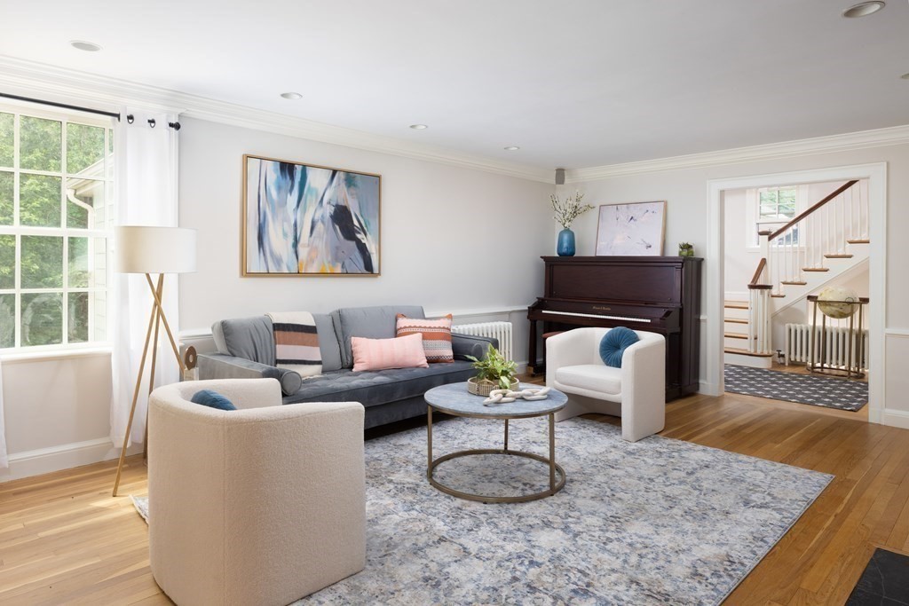 43 Somerset Road Brookline, MA 02445 - Photo 7 of 18 a living room with furniture a rug and a large window