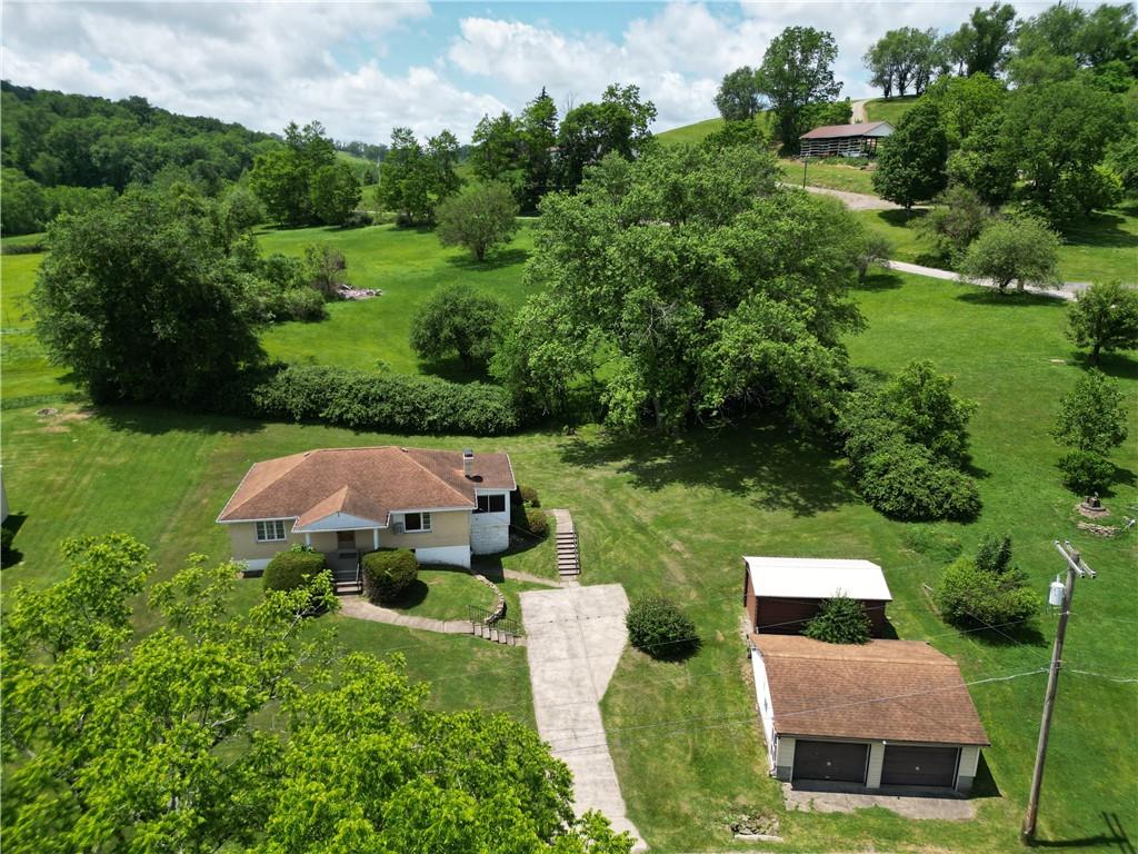 269 Rte 481 Fredericktown, PA 15333 - Photo 2 of 30 Aerial View of Country Setting w/ 2 Car Detached Garage PLUS additional 20x12 Metal Shed / Garage w/ 7ft Door