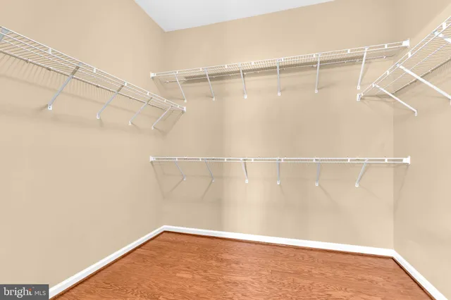 a view of a room with racks on the wall