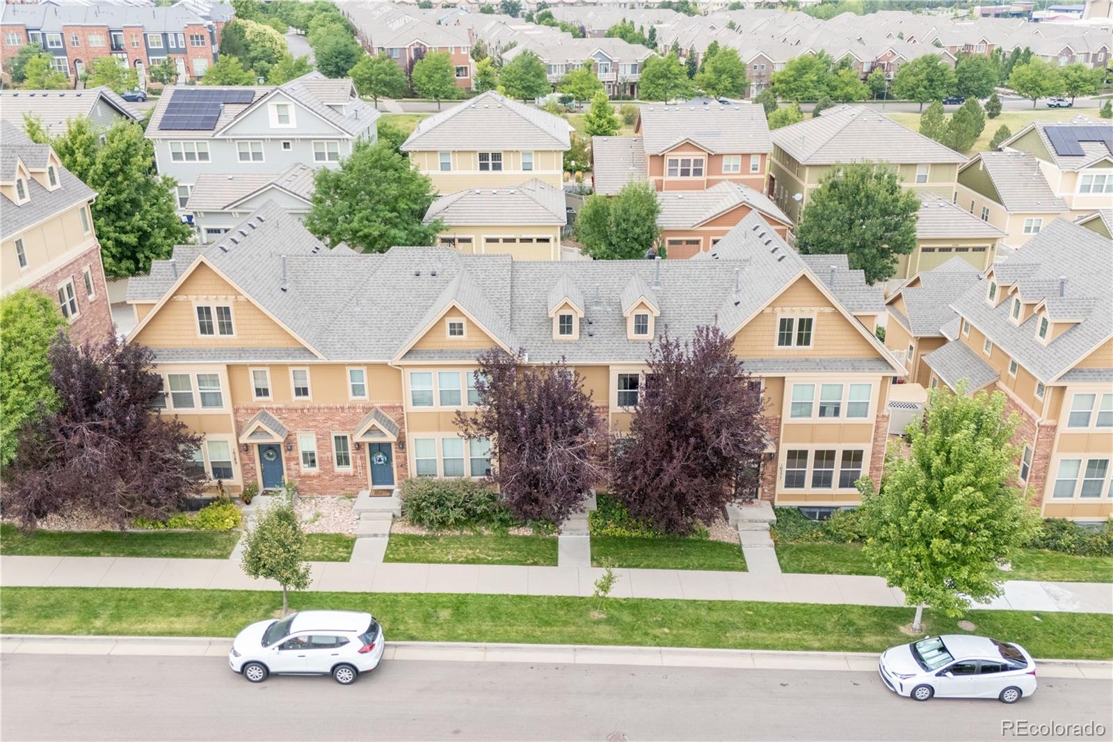 10281 Bellwether Lane Lone Tree, CO 80124 - Photo 38 of 47 an aerial view of a house with a garden and pathway