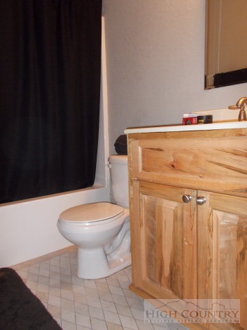 191 V L Moretz Road Deep Gap, NC 28618 - Photo 6 of 7 a bathroom with a toilet a sink and a shower curtain