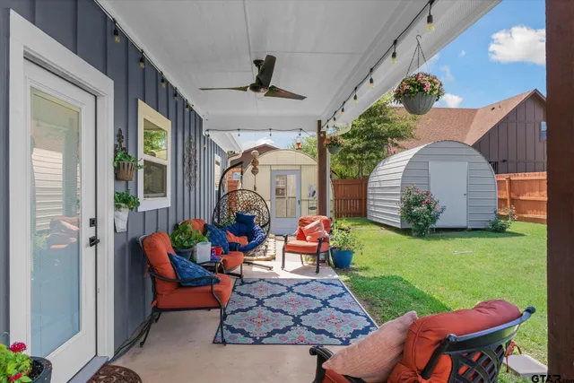 a outdoor space with furniture