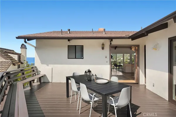 a view of a patio on the deck