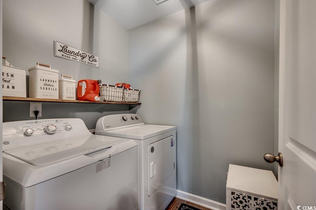 777 Woodland Farms Circle Aynor, SC 29511 - Photo 20 of 31 Clothes washing area featuring separate washer and dryer and laundry area