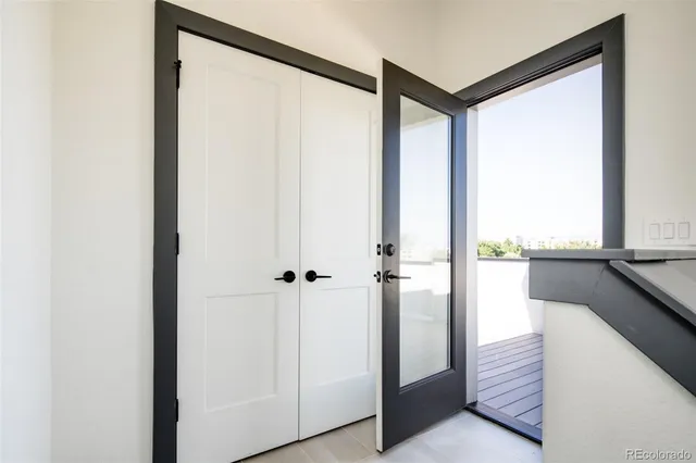 a view of a balcony from window