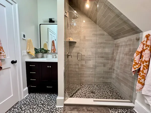 a bathroom with a shower