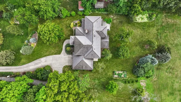 an aerial view of a house