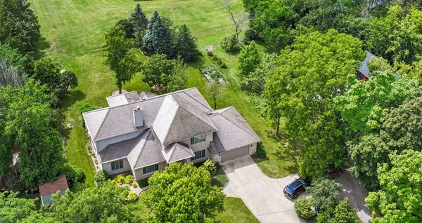 an aerial view of a house