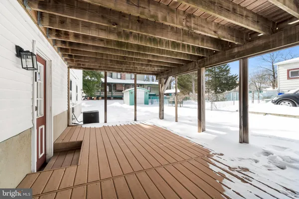 a view of porch with seating space