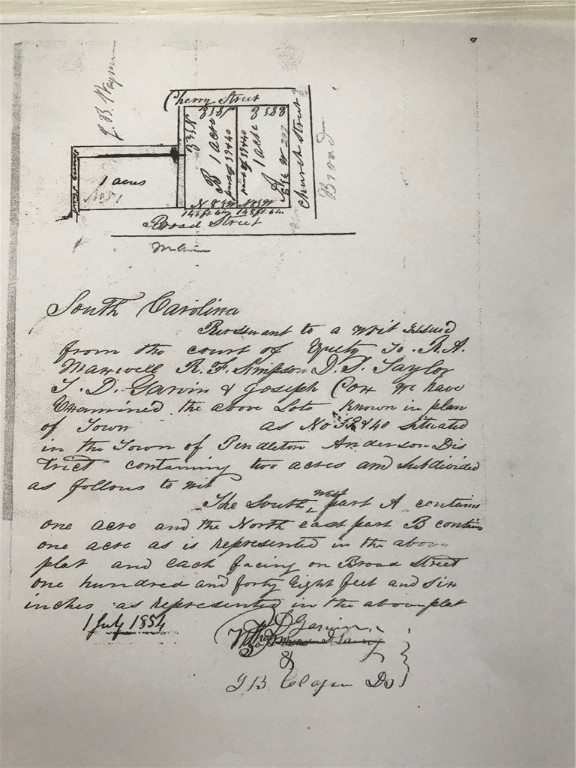 204 East Main Street Pendleton, SC 29670 - Photo 22 of 23 204 E Main - 1854 Survey when purchased by Col. Jo