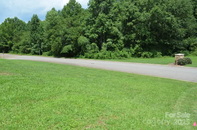 a view of a field of grass and trees