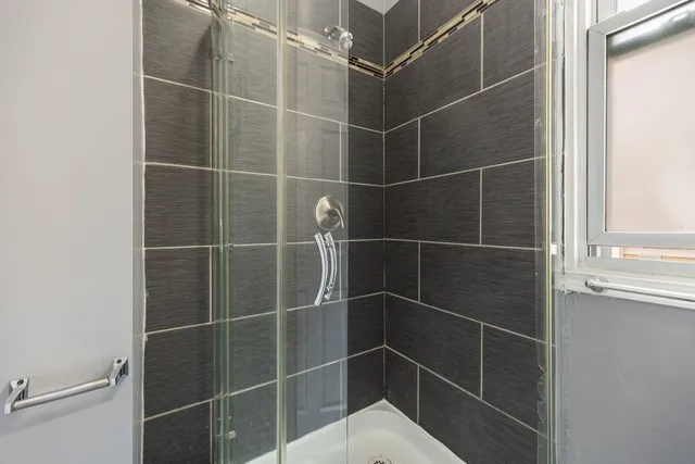 a bathroom with a shower