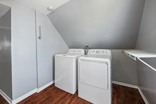 a utility room with dryer and washer