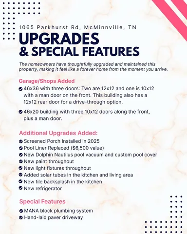 $825,000 | 1065 Parkhurst Road, McMinnville, TN 37110