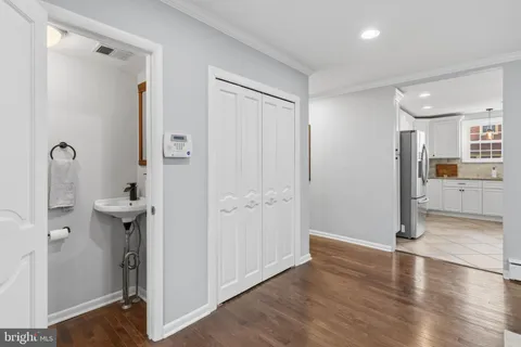a view of livingroom with wooden floor
