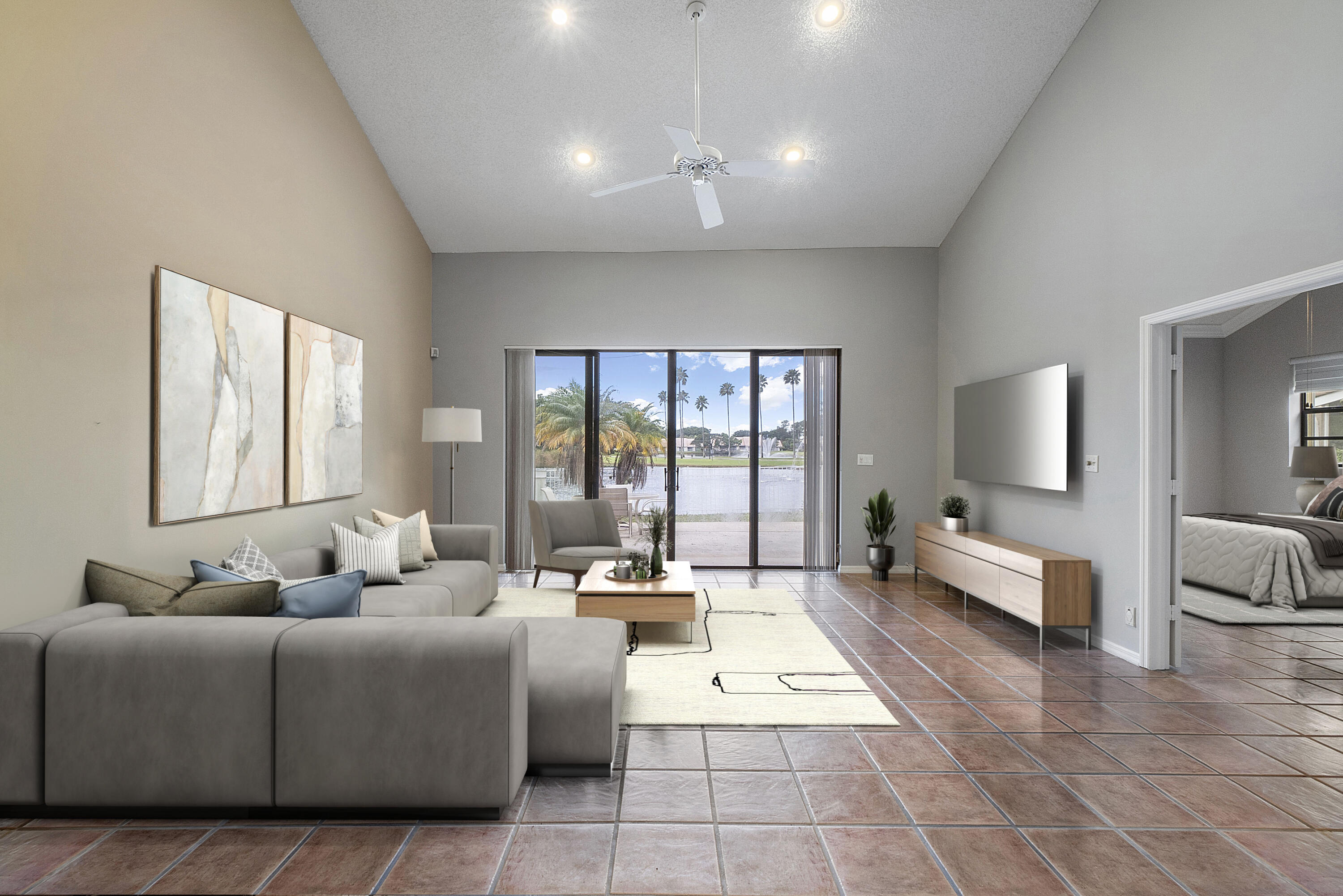 8712 Vía Reale Boca Raton, FL 33496 - Photo 6 of 32 Huge living room. Virtually staged.