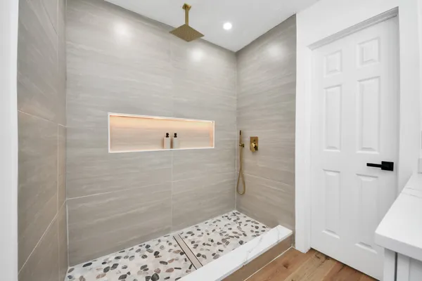 a bathroom with a shower