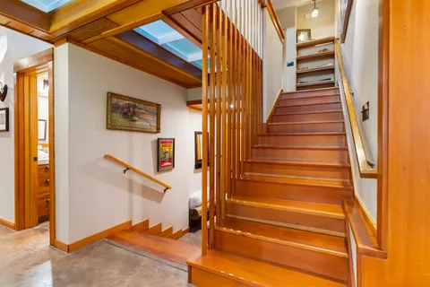 a view of a kitchen from the hallway