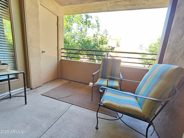 a view of a room with a window