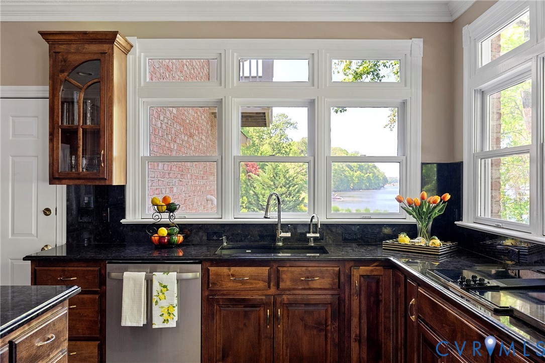 5213 Clipper Cove Road Midlothian, VA 23112 - Photo 21 of 73 Kitchen featuring dark wood cabinetry, dark counte