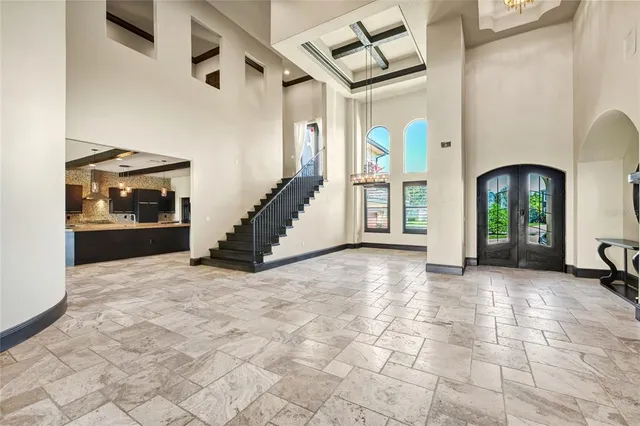 a view of a livingroom with wooden floor