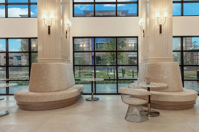 a workspace with furniture