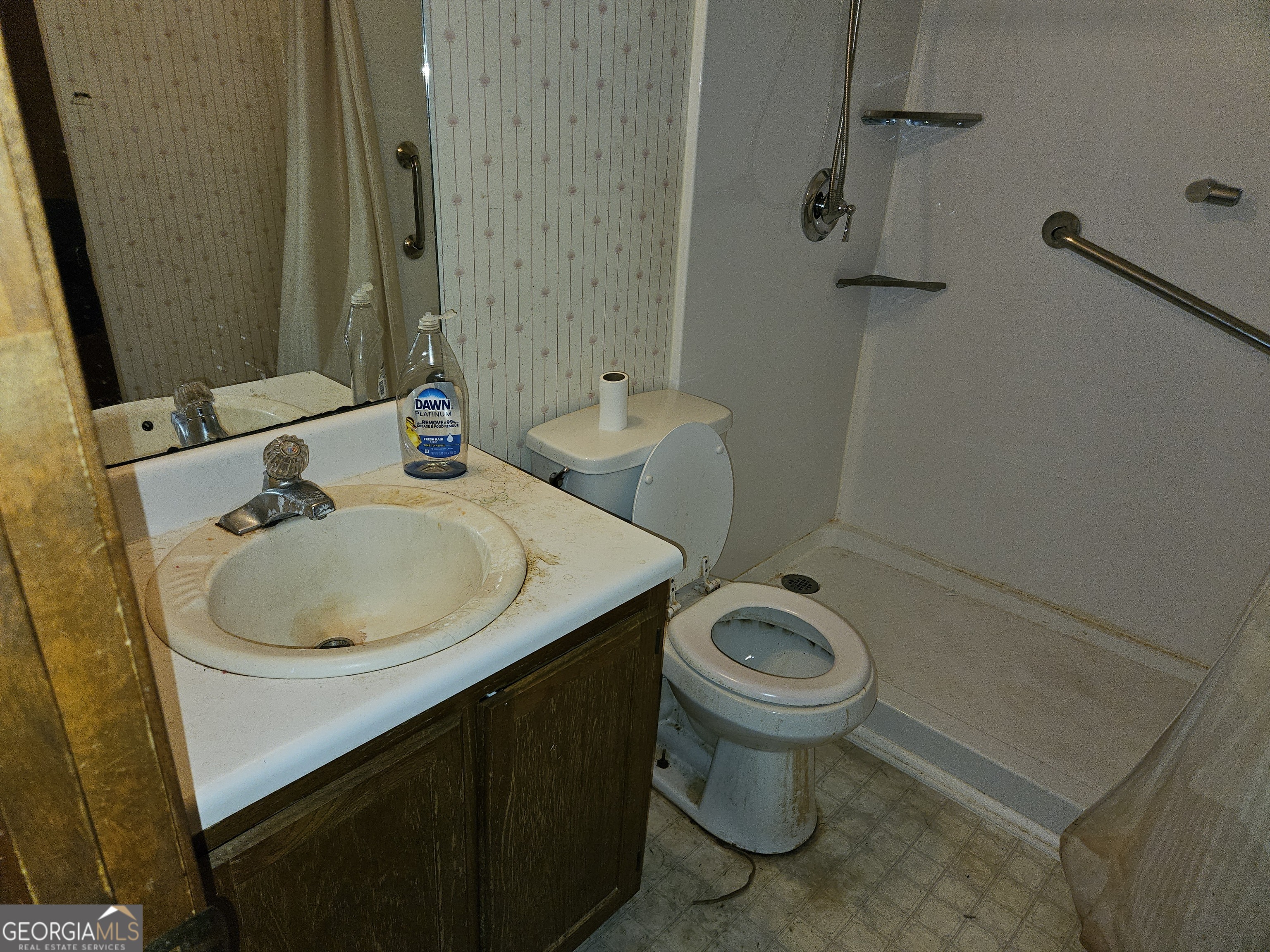 1596 Bonanza Church Road Jonesboro, GA 30236 - Photo 9 of 30 a bathroom with a sink a toilet and a mirror