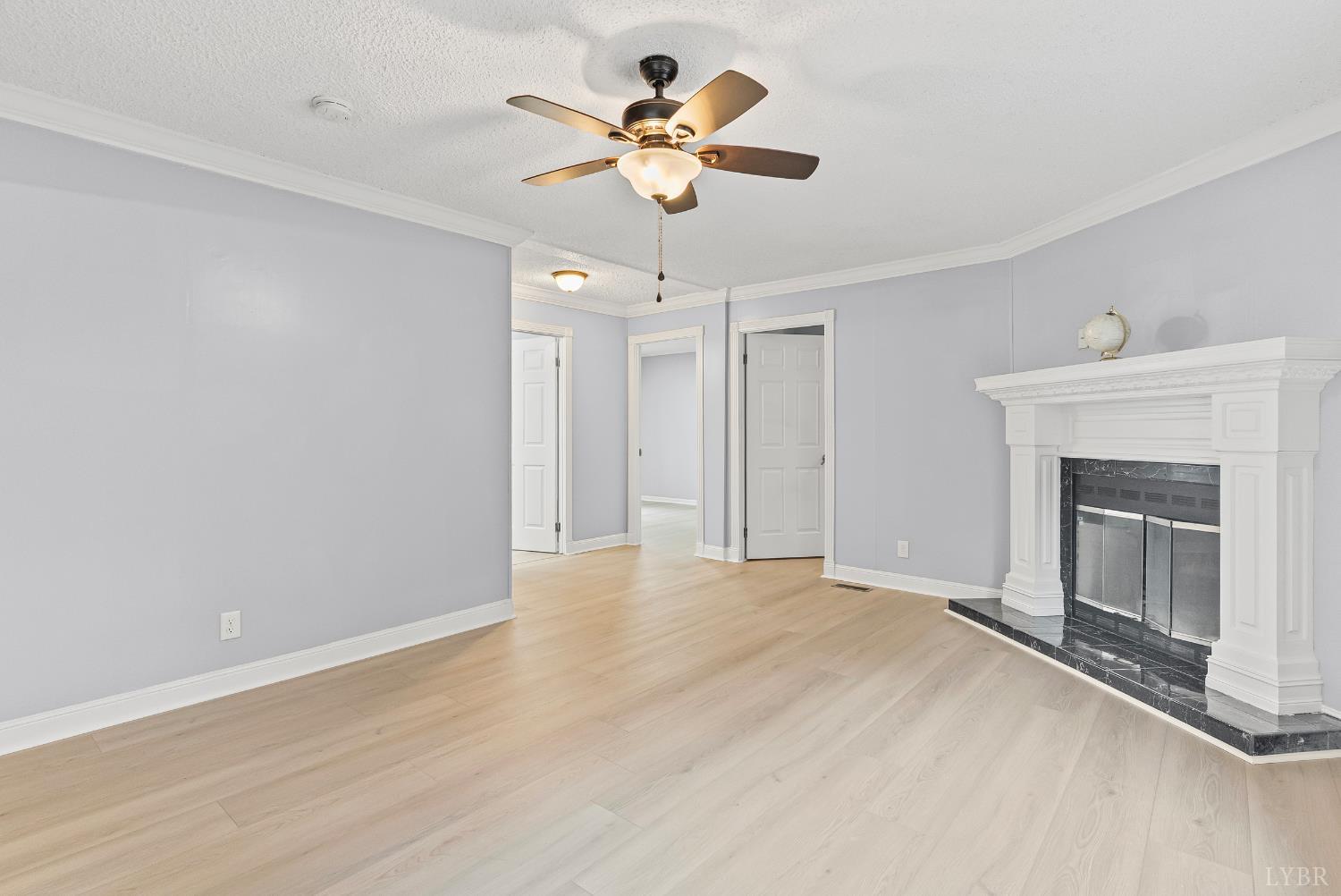 3701 Bethany Road Rustburg, VA 24588 - Photo 14 of 55 a view of an empty room with chandelier fan and fire place