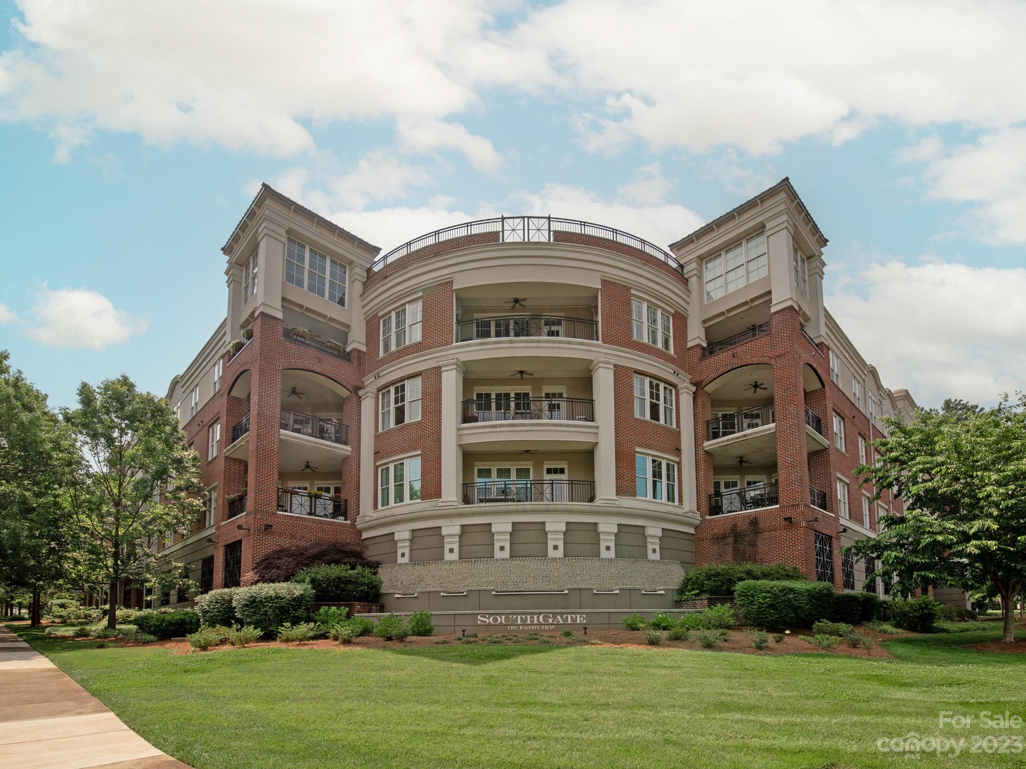 a front view of a building