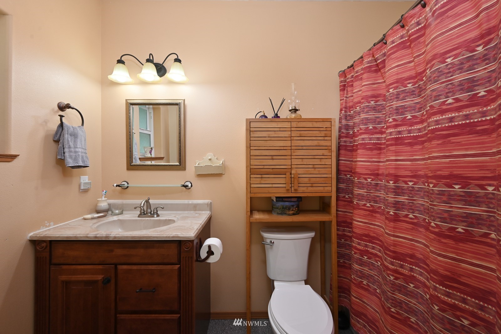 52133 South Riverside Road Gold Bar, WA 98251 - Photo 19 of 40 a bathroom with a toilet a sink and mirror