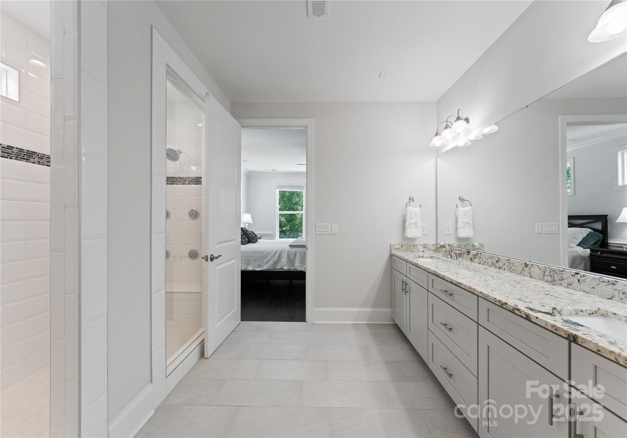 3239 Split Rail Lane Lancaster, SC 29720 - Photo 19 of 39 a spacious bathroom with a granite countertop sink a mirror and shower