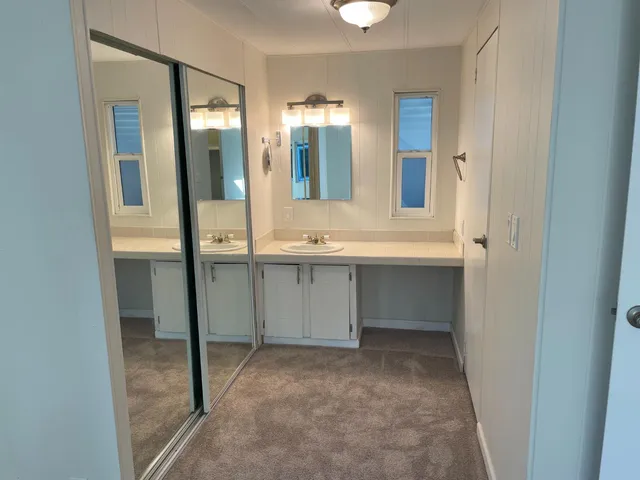 a bathroom with a sink and mirror