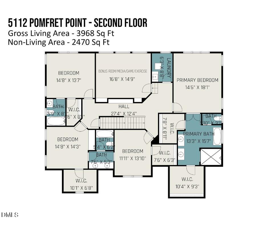 5112 Pomfret Point Raleigh, NC 27612 - Photo 60 of 61 5112 Pomfret 2nd Floor Plan