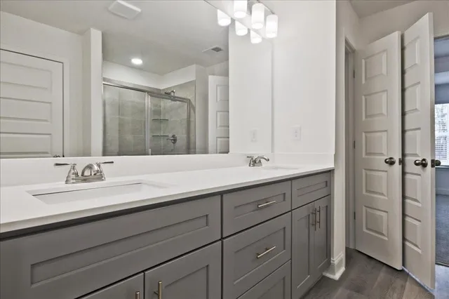 a view of a room with racks on the wall