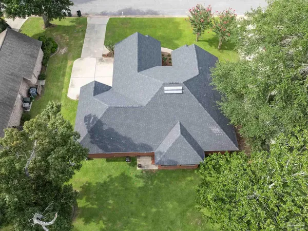 an aerial view of a house