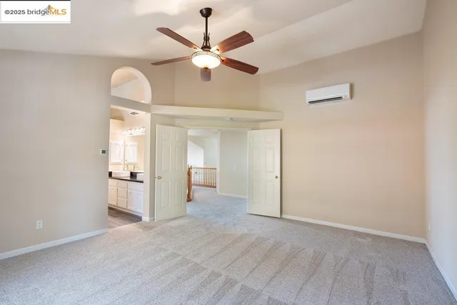 a view of balcony with wooden floor