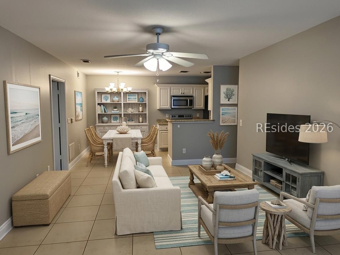 897 Fording Island Road, Unit 1306 Bluffton, SC 29910 - Photo 3 of 14 Recently painted - Liv Rm view, virtually staged