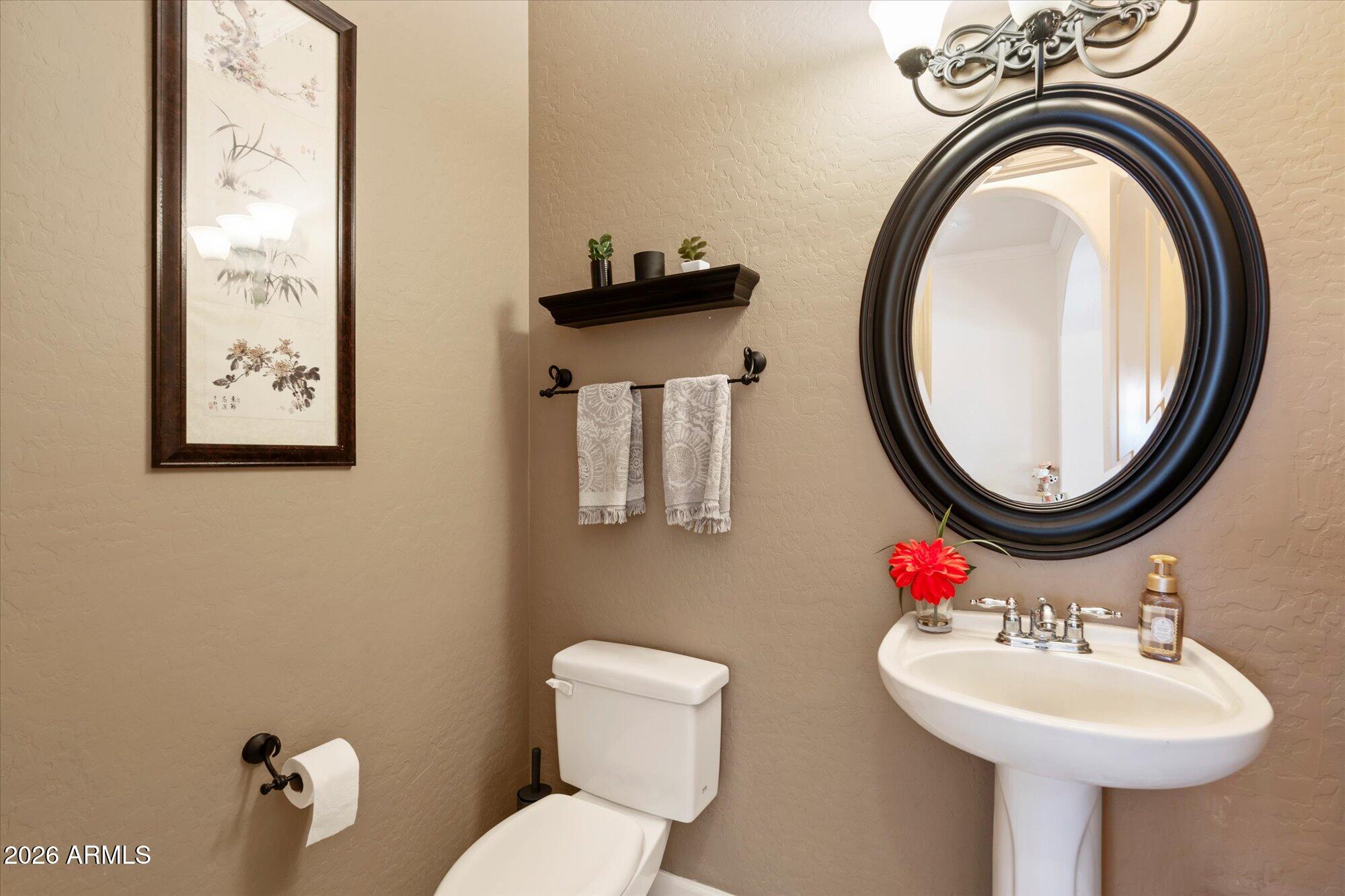 3118 South Colonial Street Gilbert, AZ 85295 - Photo 29 of 38 a bathroom with a sink mirror and toilet