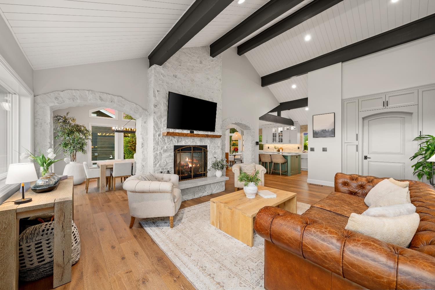 7380 Ridge Road Newcastle, CA 95658 - Photo 13 of 89 a living room with furniture a fireplace and a flat screen tv