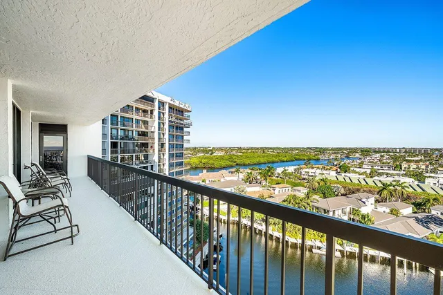 a balcony with city view